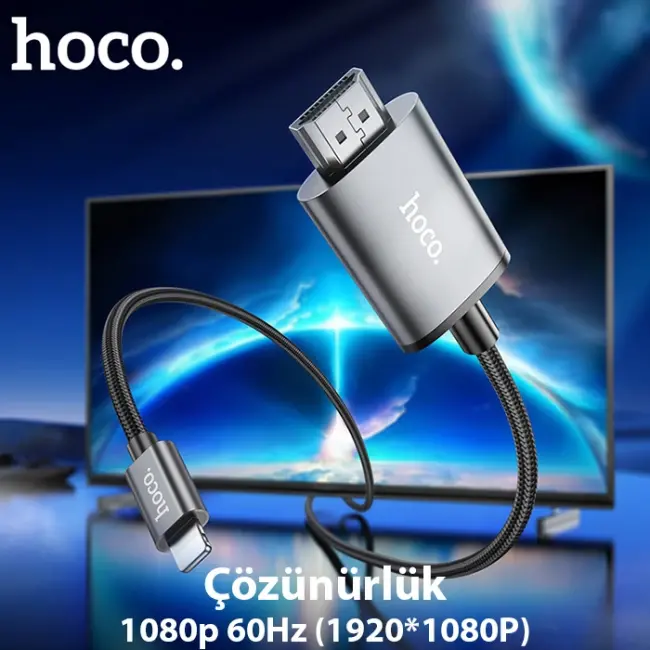 Hoco UA27 Lightning To HDMI HDTV Dönüştürücü Adaptör (4K 30Hz) Kablo-(5775)