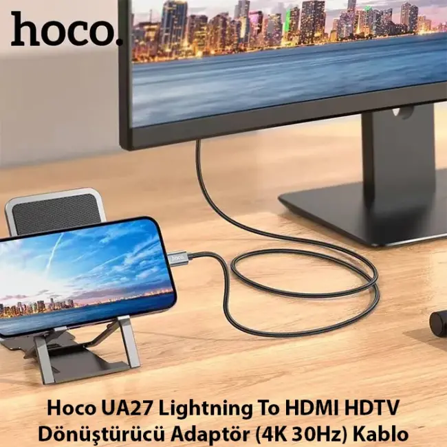 Hoco UA27 Lightning To HDMI HDTV Dönüştürücü Adaptör (4K 30Hz) Kablo-(5775)