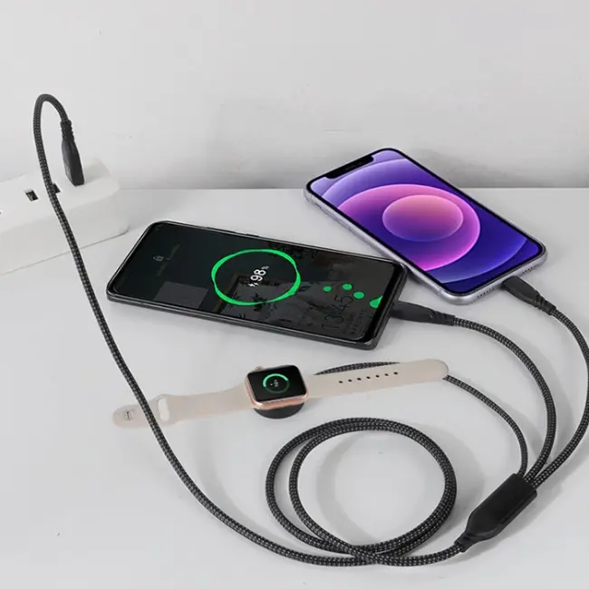 Ally 2x Type-c 100W-27W + Apple Watch İçin Type-c Şarj Kablosu-(5775)