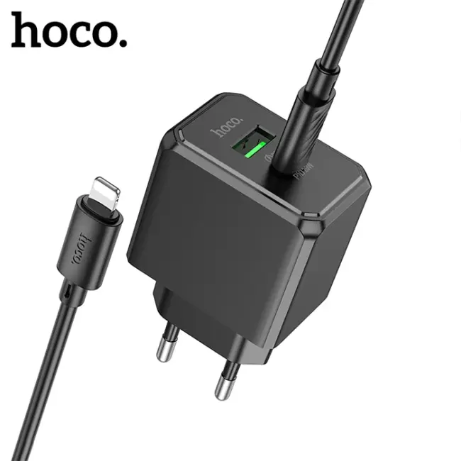 HOCO CS14A Ocean PD20W+QC3.0  Girişli Hızlı Şarj Başlığı Ve Type-C To iPhone Lightning Kablo-(5775)