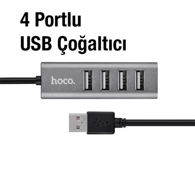 HOCO HB1 80cm Kablolu 4 Portlu USB Çoğaltıcı HUB Adaptör-(5775)