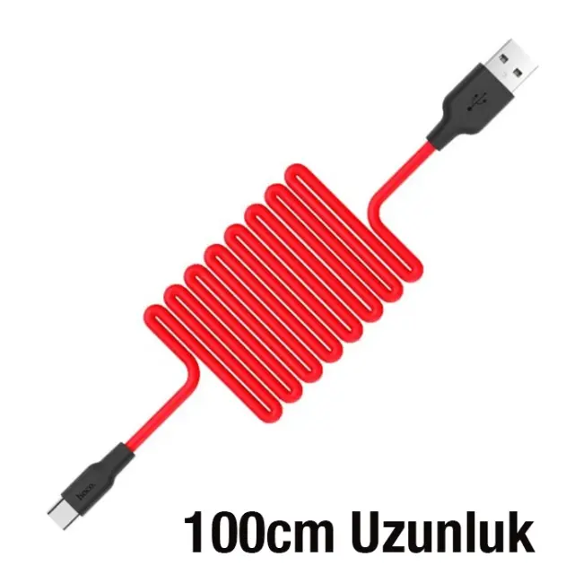 HOCO X21 USB to Type-C 3A Silikon Hızlı Şarj ve Data Kablosu-(5775)