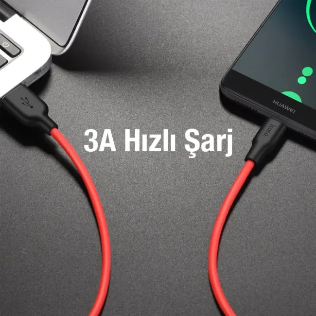 HOCO X21 Plus USB to Type-C 3A Silikon Hızlı Şarj ve Data Kablosu-(5775)