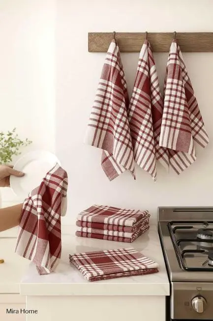 10 lu Lüks Bulaşık Kurulama Bezi ve Mutfak Peçetesi 50x70 Cm Daily Bordo
