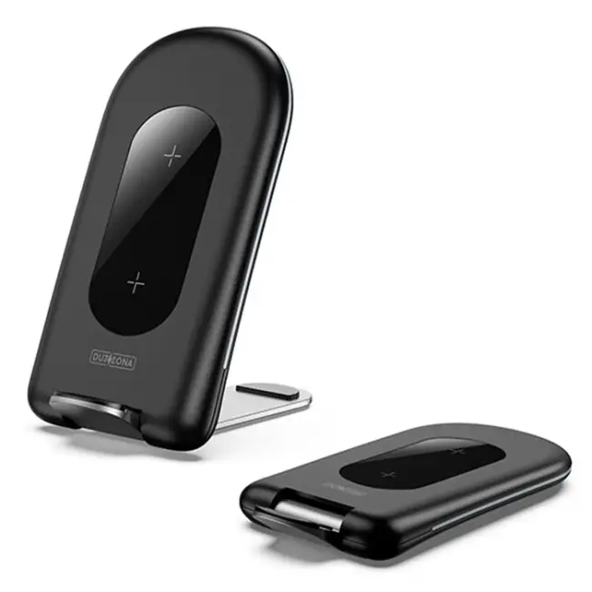 Duzzona W2 Katlanır Standlı 15W Hızlı Şarj Wireless Kablosuz Şarj Cihazı-(5775)