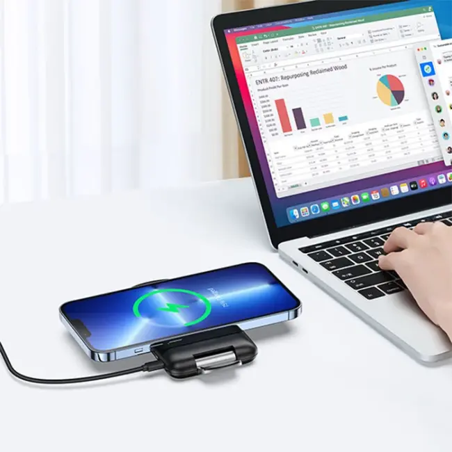 Duzzona W2 Katlanır Standlı 15W Hızlı Şarj Wireless Kablosuz Şarj Cihazı-(5775)