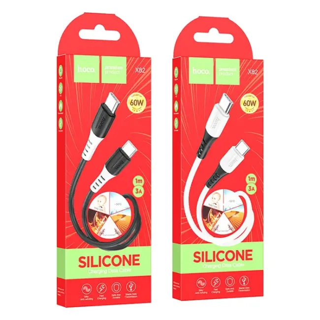 HOCO X82 60W Type-C to Type-C Hızlı Şarj Kablosu Silikon Data Kablosu-(5775)