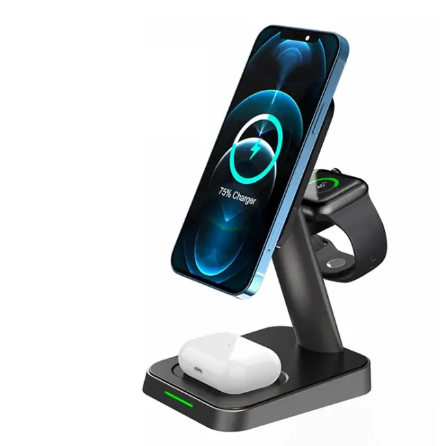 ALLY W68 15W 3in1 Manyetik ve Katlanabilir Portatif Masaüstü Kablosuz Şarj Standı-(5775)