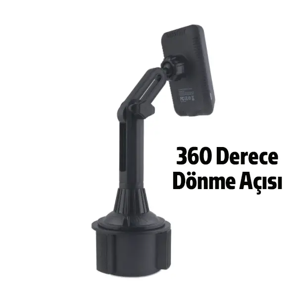 ALLY Araç Bardaklık Telefon Tutucu Magsafe iPhone 15-14-13-12 Serisi 15W Kablosuz Hızlı Şarj Cihazı-(5775)