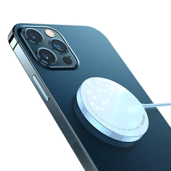 USAMS Magsafe 15W iPhone 15-14 -13-12 İçin Ultra İnce Mıknatslı Kablosuz Wireless Şarj  US-CD155-(5775)
