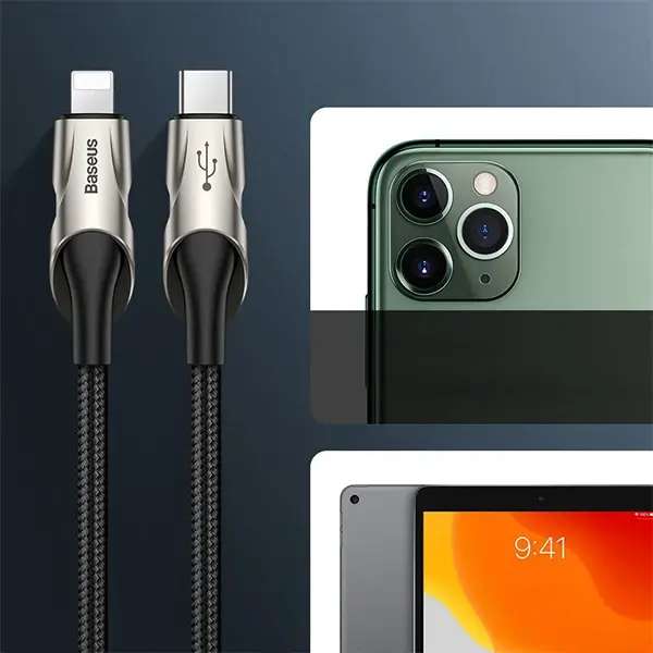 Baseus Fish eye  Type-C PD18W Hızlı Şarj Kablo İPhone 12 11-11 Pro-XR 8-7 Usb Şarj Kablosu-(5775)
