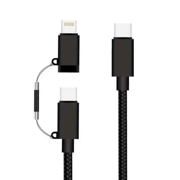 ALLY  2in1 USB Type C 60W Hızlı Şarj PD Kablosu+iPhone Başlık USB Kablo-(5775)