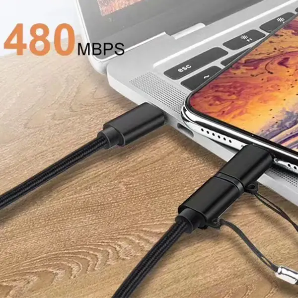 ALLY  2in1 USB Type C 60W Hızlı Şarj PD Kablosu+iPhone Başlık USB Kablo-(5775)