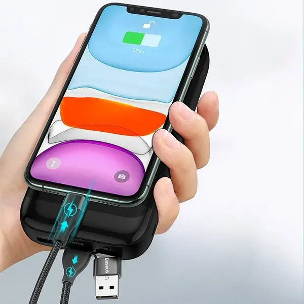 Baseus 2in1 Dual Output Cable/USB-A+Type-C İPhone 18W Hızlı Şarj Usb Kablo 1m-(5775)