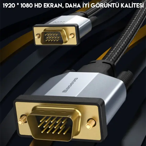 Baseus Enjoyment 1080P VGA To VGA Kablo Monitör Projeksiyon Kablosu 2Metre-(5775)