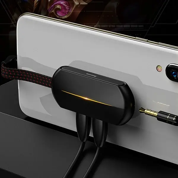 Baseus L47 3in1 2X iPhone Lightning başlık Ve 3.5mm Kulaklık Çıkışlı Şarj Adaptörü-(5775)