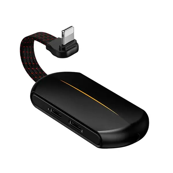 Baseus L47 3in1 2X iPhone Lightning başlık Ve 3.5mm Kulaklık Çıkışlı Şarj Adaptörü-(5775)