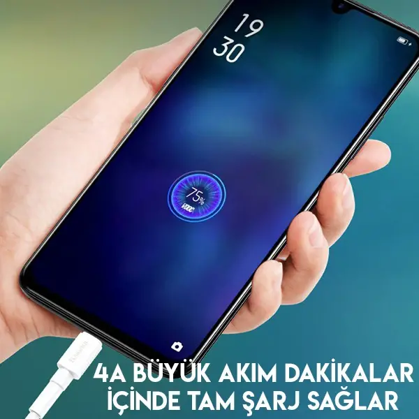 Baseus Mini White Micro USB 4A OPPO VIVO Dash Usb Şarj Kablosu 1Metre-(5775)