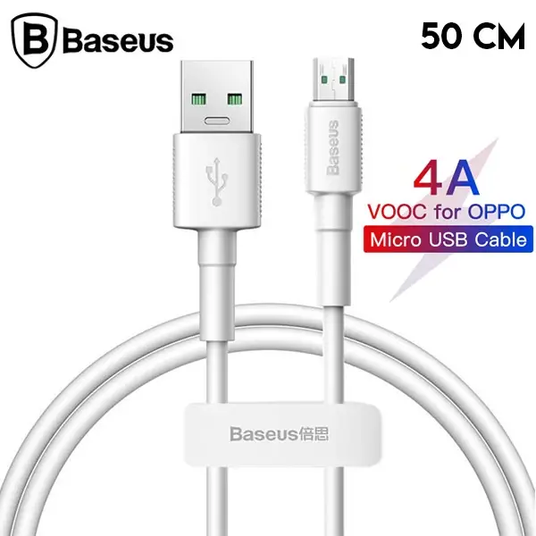 Baseus Mini White Micro USB 4A OPPO VIVO Dash Usb Şarj Kablosu 0.5cm-(5775)