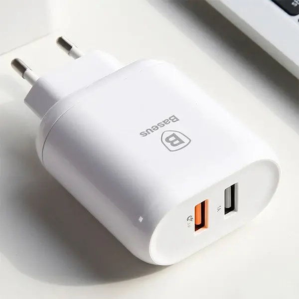 Baseus Bojure Series Dual-USB QC 3.0 18W Hızlı Şarj Aleti Başlık-(5775)