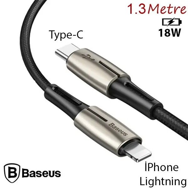 Baseus Waterdrop Type-C To İPhone PD18W Hızlı Şarj Kablosu 1.3M-(5775)