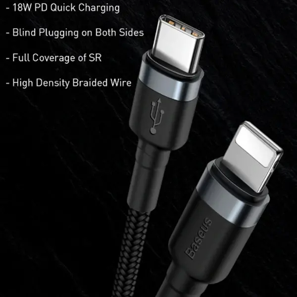 Baseus Cafule Series Type-C To İPhone PD18W Hızlı Şarj Kablosu 1Metre-(5775)