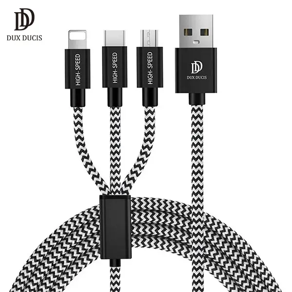 DUX DUCIS 3in1 Usb Type C-İPhone Ve Mikro Kopmaz Usb kablo Hızlı Şarj-(5775)