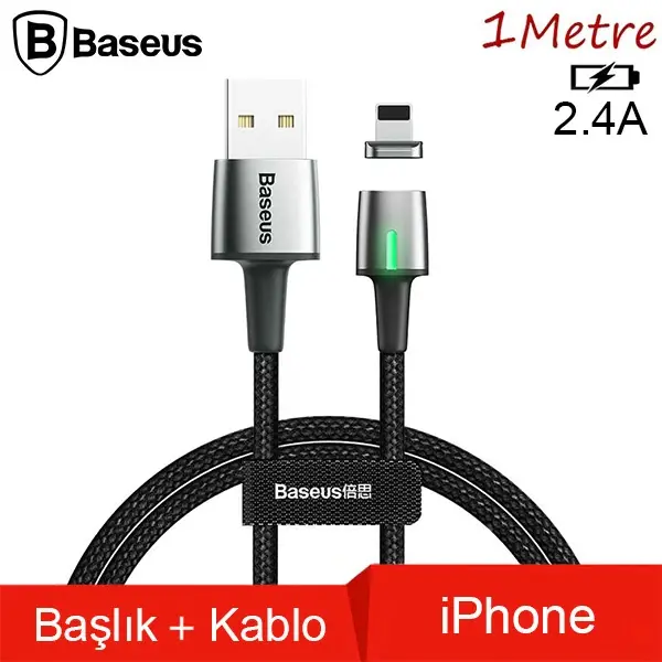 Baseus Zinc Magnetic Usb Kablo Şarj İPhone 14-13-12-11 1Metre-(5775)