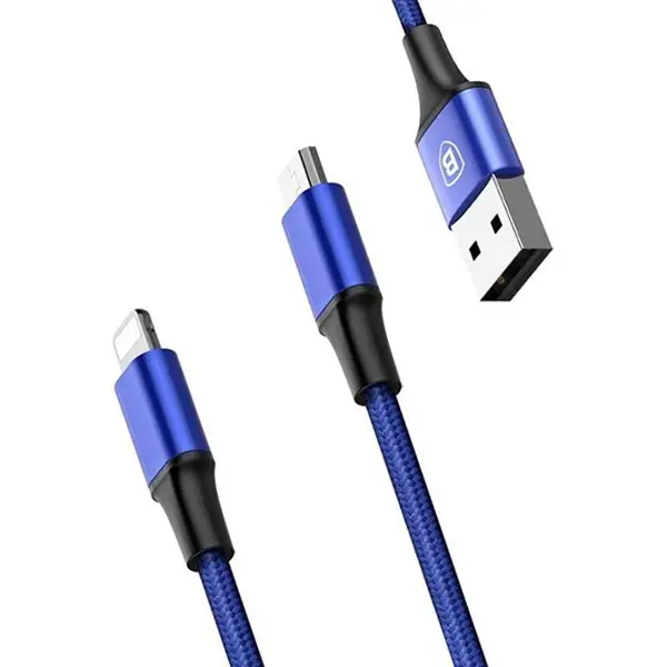 Baseus Rapid Series 2in1 İphone+ Micro Usb 3.0A Usb Kablo Şarj 120cm-(5775)