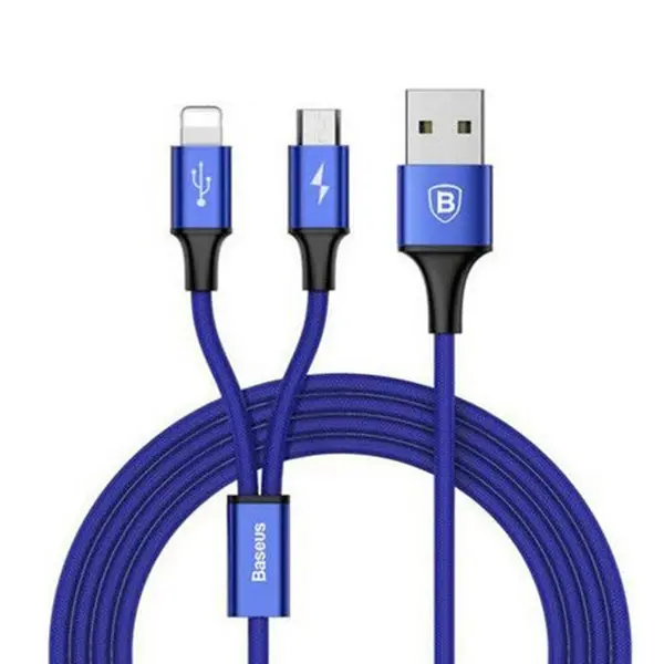 Baseus Rapid Series 2in1 İphone+ Micro Usb 3.0A Usb Kablo Şarj 120cm-(5775)