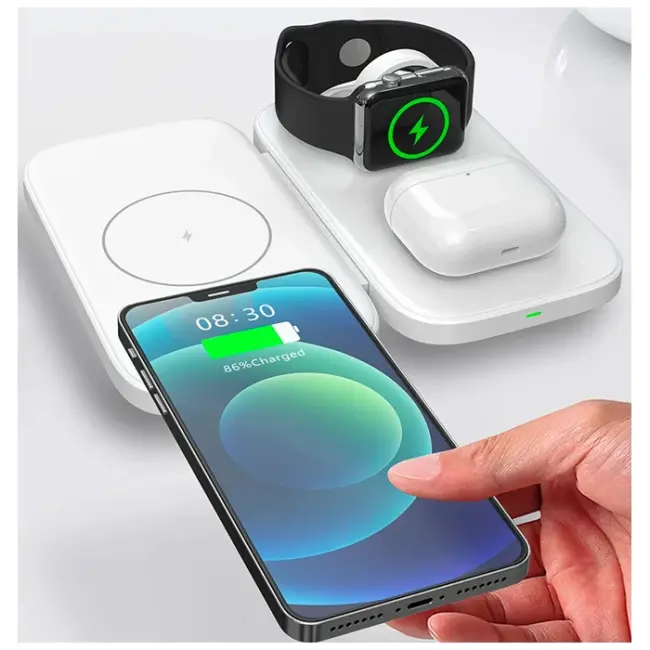 ALLY W66 15W 3 in1 Android + iPhone Taşınabilir Mini Kablosuz Hızlı Şarj Standı-(5775)