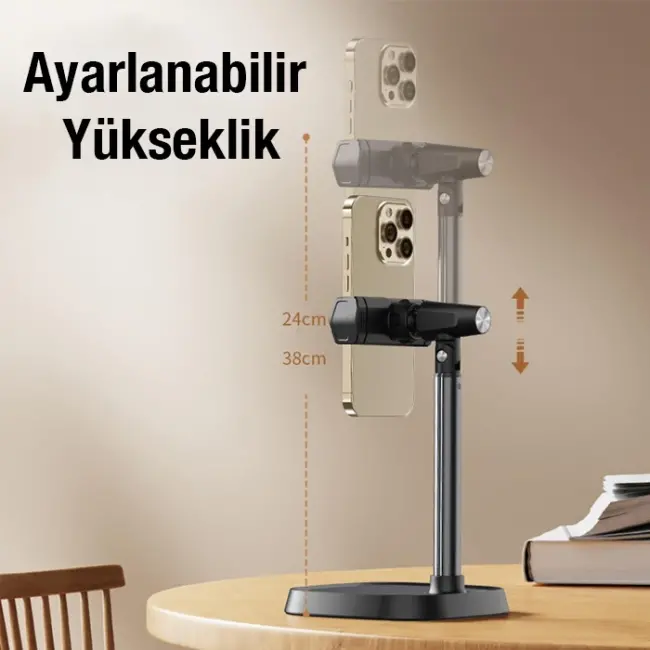 ALLY T8 360° Dönebilen Yükseklik Ayarlı Masa Üstü Telefon Tutucu-(5775)