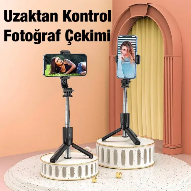 HOCO K17 Bluetooth Uzaktan Kontrol Selfie Çubuğu Tripod Mini Canlı Yayın Standı-(5775)