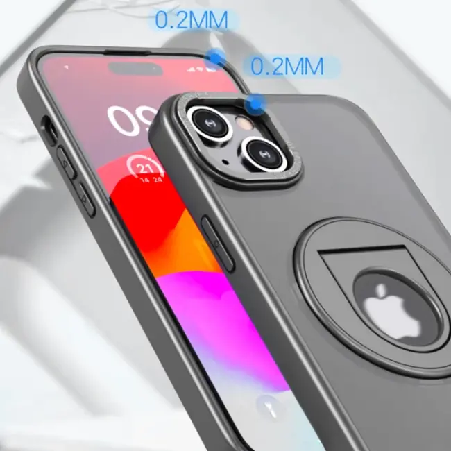 ALLY iPhone 14 Plus İçin Magsafe Uyumlu Yüzük Standlı Manyetik Silikon Kılıf-(5775)