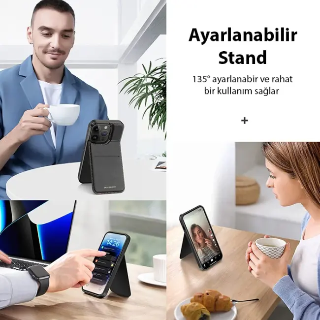 Dux Ducis iPhone 14 Pro Rafi Series MagSafe Premium Deri Kılıf-(5775)