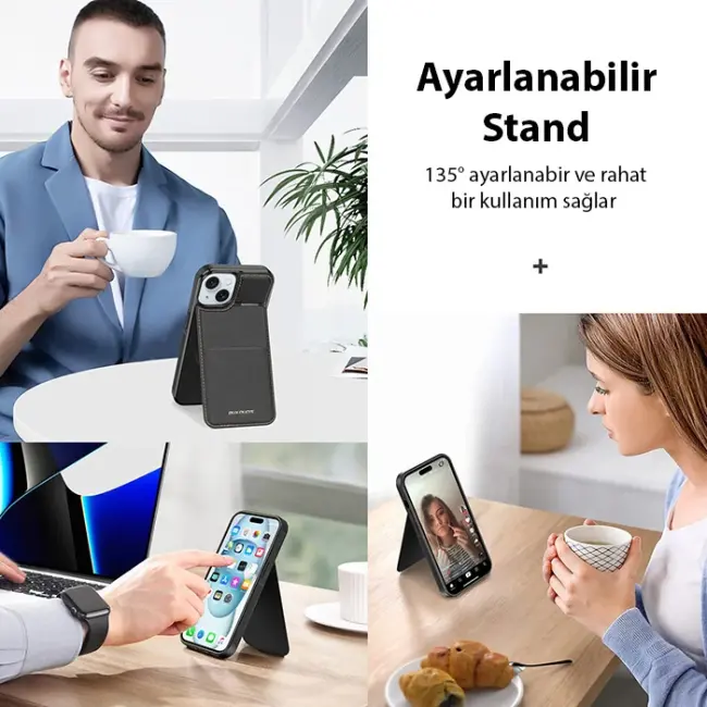 Dux Ducis iPhone 14 Plus Rafi Series MagSafe Premium Deri Kılıf-(5775)