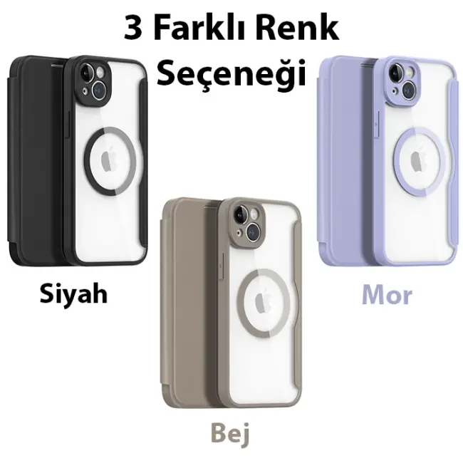 Dux Ducis iPhone 14 Plus 6.7 Kılıf Skin X Pro Series MagSafe Kapaklı Kılıf Folio Case-(5775)