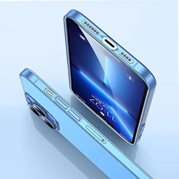 Ally iPhone 14 6.1inch Frosted Glass Şeffaf Kamera Korumalı Kılıf-(5775)