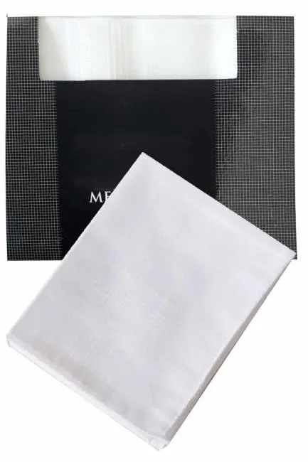 3’lü Özel Paket Premium Erkek Mendil Seti  %100 Pamuk 42x42 cm Beyaz