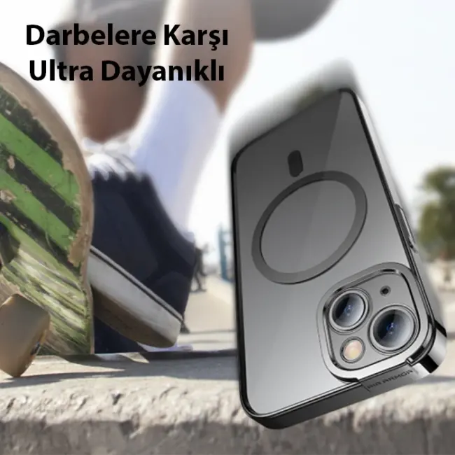 Baseus Glitter iPhone 14 6.1 Magsafe Silikon Kılıf + Tempered Ekran Koruyucu Set-(5775)