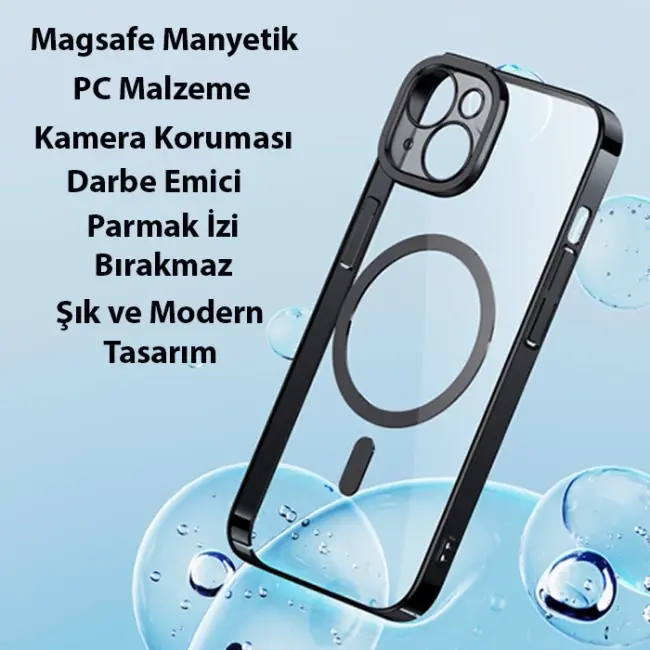 Baseus Glitter iPhone 14 6.1 Magsafe Silikon Kılıf + Tempered Ekran Koruyucu Set-(5775)