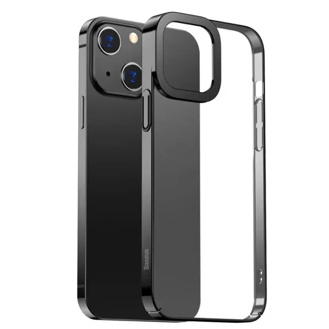 Baseus Glitter iPhone 13 6.1inç Kılıf Renkli Kenar Şeffaf Silikon-(5775)