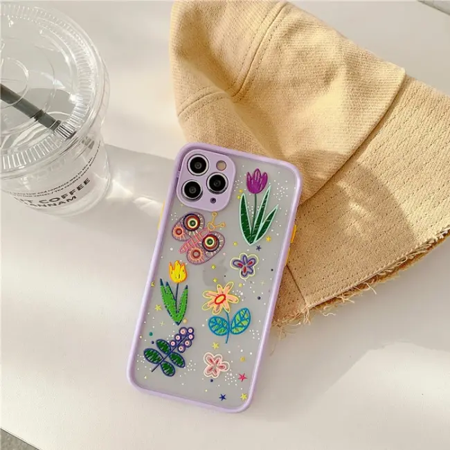 iPhone 11 Pro Max 6.5inç Kamera Korumalı Çiçek Desenli Silikon Kılıf-(5775)