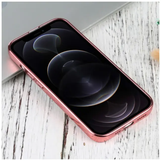 iPhone 13 Pro 6.1inç Lazer Kaplama Renkli Kenar Şeffaf Kılıf-(5775)