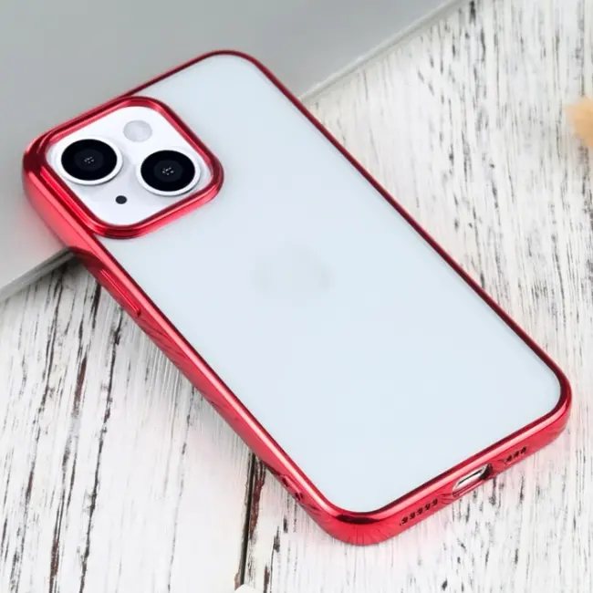 iPhone 13 Mini 5.4inç Lazer Kaplama Renkli Kenar Şeffaf Kılıf-(5775)