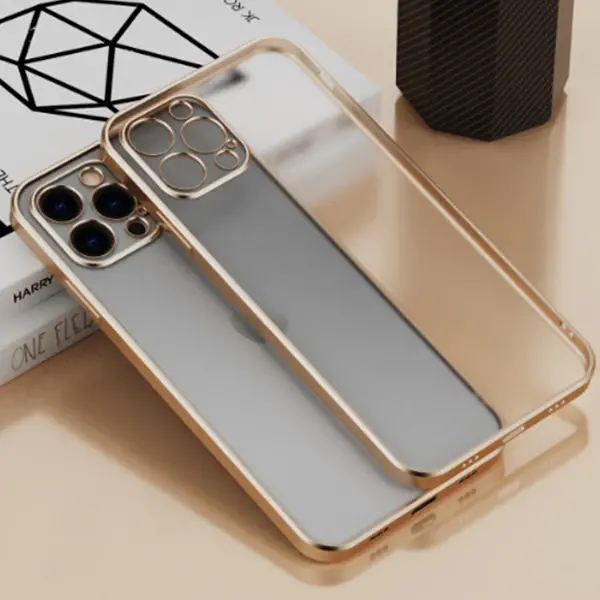 iPhone 12 Pro 6.1inç Renkli Kenar Şeffaf Kılıf Kamera Korumalı Kılıf-(5775)