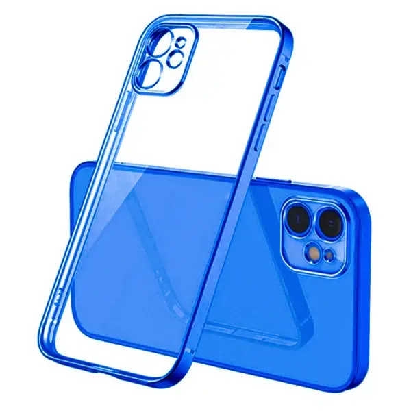 iPhone 12 6.1inç Renkli Kenar Şeffaf Kılıf Kamera Korumalı Kılıf-(5775)