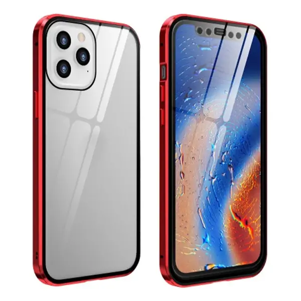 İPhone 12 Pro Mıknatıslı 360 Derece Ön ve Arka Cam Full Korumalı Manyetik Kılıf-(5775)