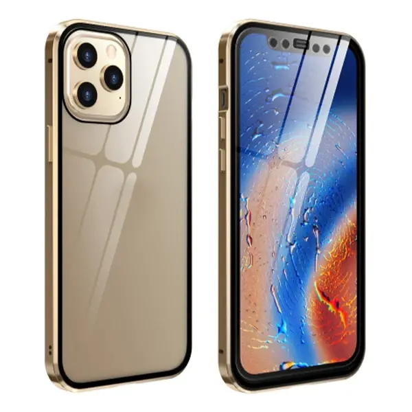 İPhone 12 Pro Mıknatıslı 360 Derece Ön ve Arka Cam Full Korumalı Manyetik Kılıf-(5775)