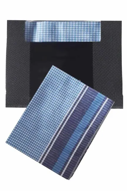 3’lü Özel Paket Premium Erkek Mendil Seti  %100 Pamuk 42x42 cm Mavi